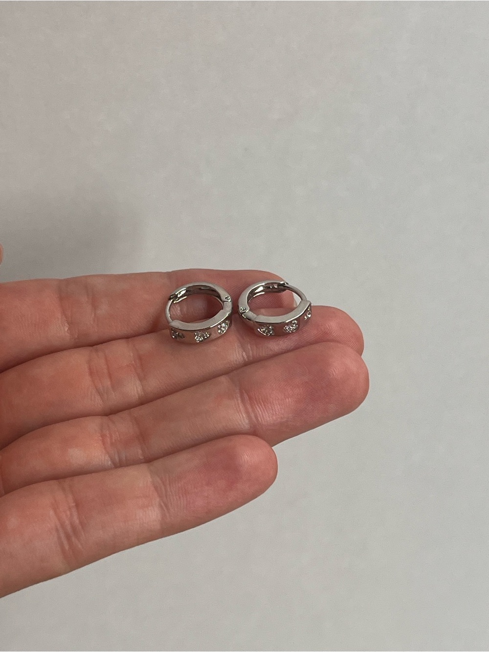 Silver Crystal Huggie Hoop Earrings - Women's Jewelry